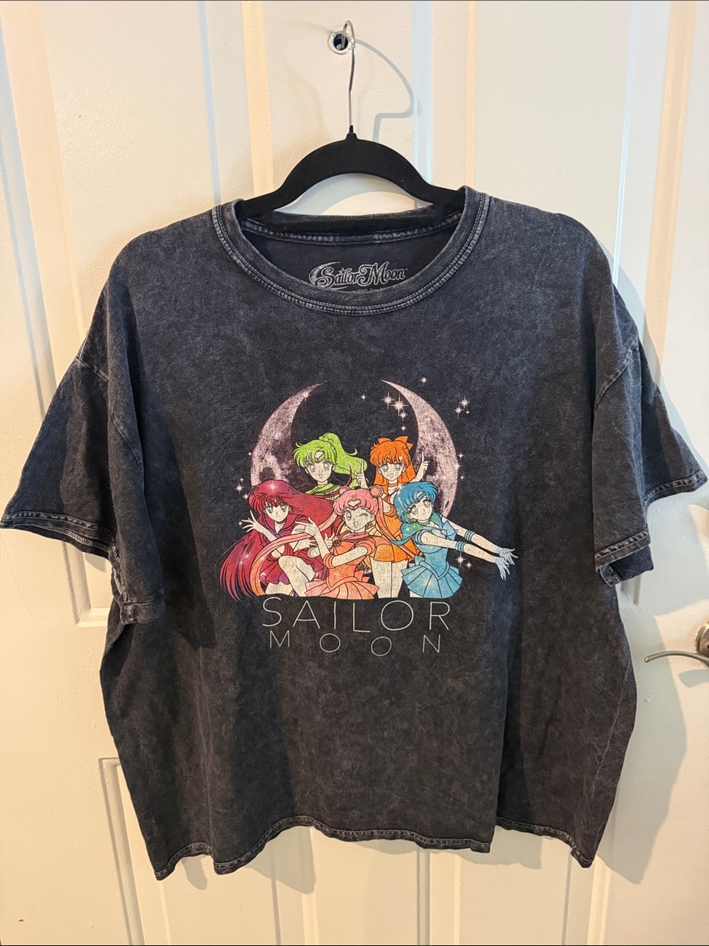 Vintage Sailor Moon Anime Black Graphic Short Sleeve Tee XL